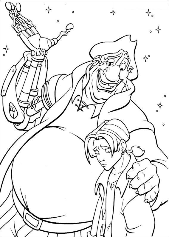 coloriage la planete au tresor jim et long john silver